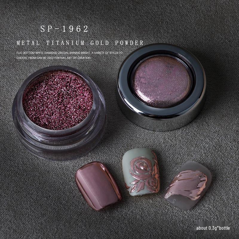 Titanium Magic Mirror Nail Powder In Rose Gold & Silver - High-Gloss Electroplated Glitter
