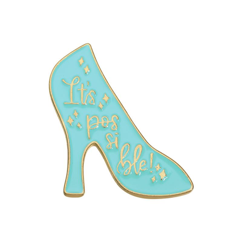 Green Artistic Exquisite Letter High Heel Brooch Versatile Alloy Decoration Metal