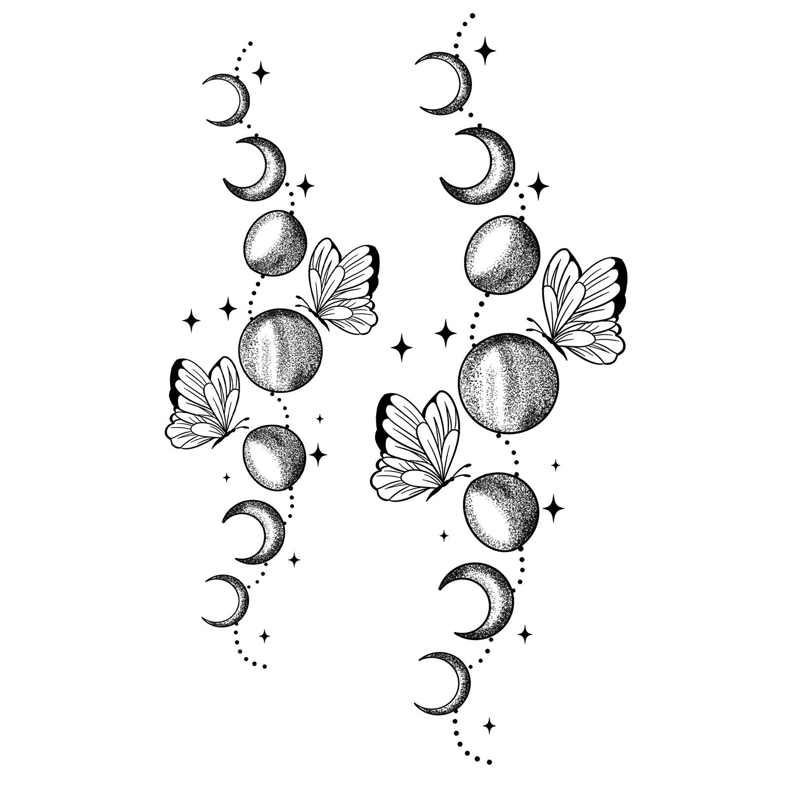 Premium Personality Long Plain Line Ribbon Tribal Totem Back Back Waist Tattoo Sticker 12*19CM