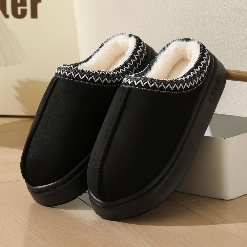 New Fall and Winter Lace Fashion Cotton Slippers Men and Women Couple Models Indoor and Outdoor Warm Cotton Slippers