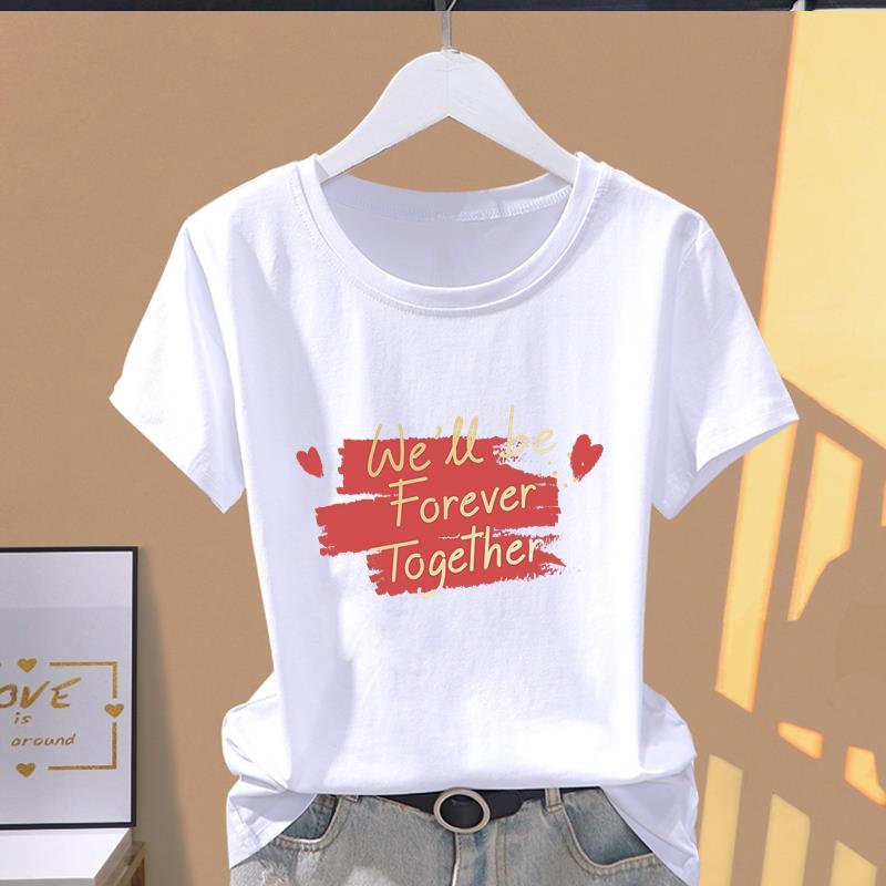 (Asian Size) sweet flower style T-shirts Female Casual Short Sleeve O-neck Fashion Graphic Tee Print Women's Top T Clothing