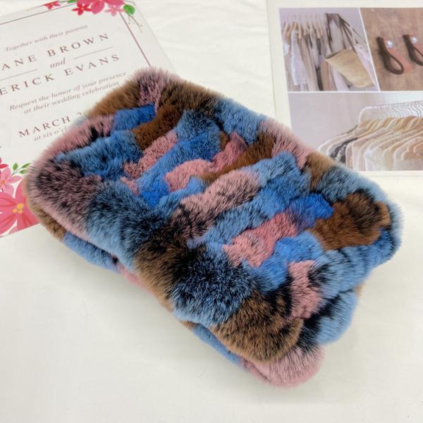 Rabbit Fur Scarf Women Winter Warm Knitted Neck Warmer Fashion Stylish Ring Scarves