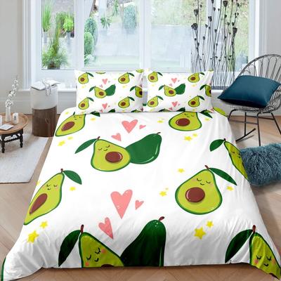 Avocado Duvet Cover Set Love Heart Pattern King Queen Full Size For Kids Boys Girls Polyester Comforter Cover With Pillowcase