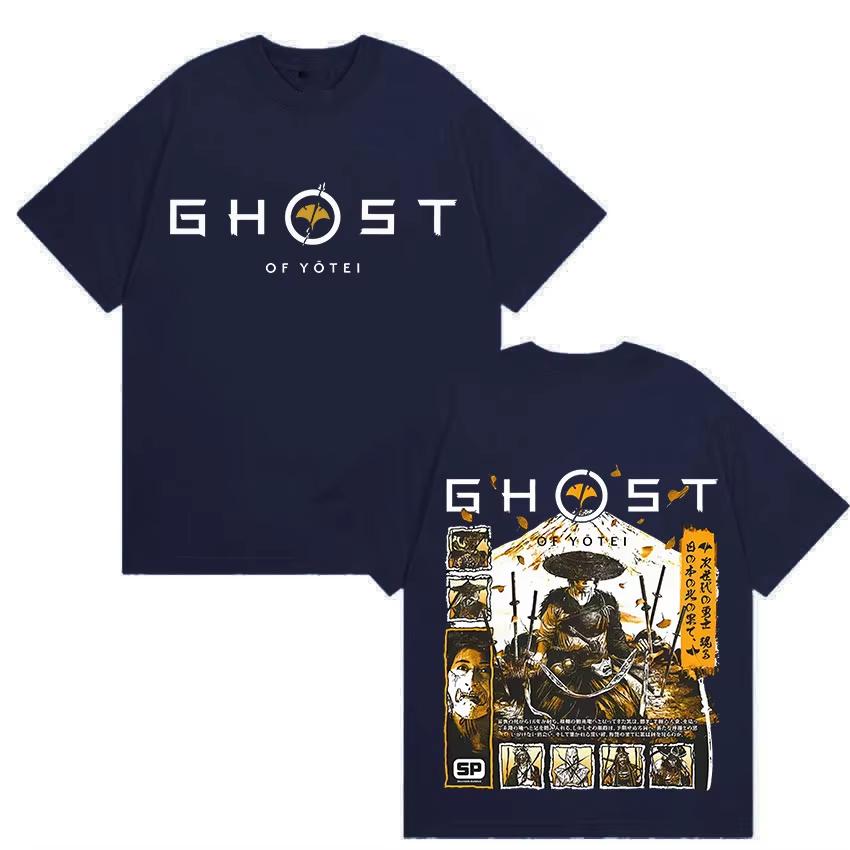 2026 Japanese Game Ghost of Yotei Graphic pure cotton mens shirt ukiyoe style ONeck Short Sleeve womens fashion Tshirt