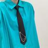 Unisex Japanese Preppy Student Uniform Adjustable Pre Tied Necktie Vintage Punk Long Chain Metal Pin Neck Tie Neckwear