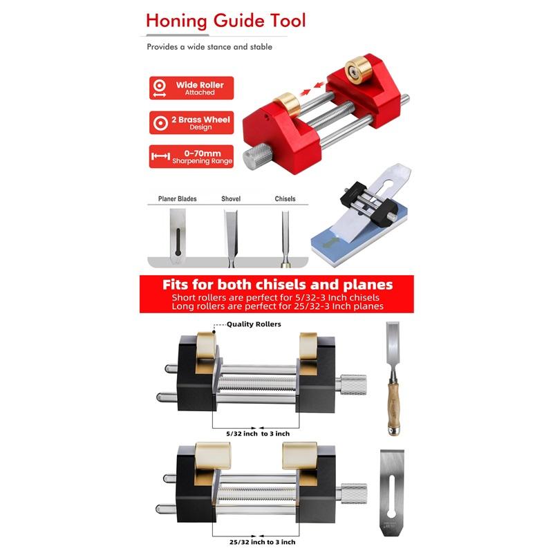 Professional Sharpening System Honing Guide with Angle Gauge, Universal Sharpening Holder for Woodworking Chisels & Plane Blades