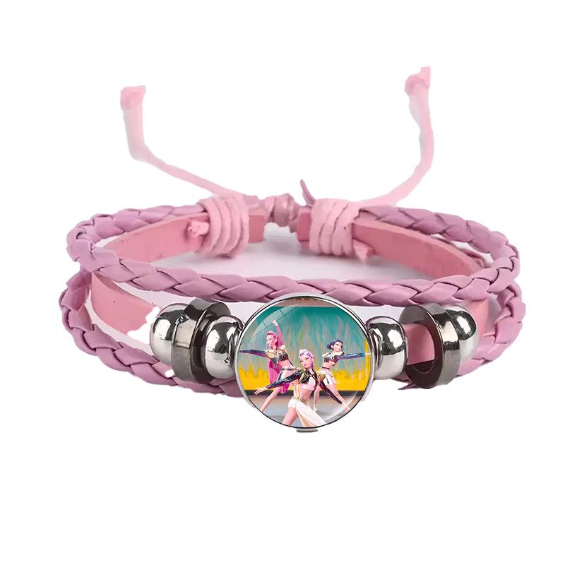 Cross-border Fashion Demon Hunter Bracelet: Time Gem Bangle for Men and Women, Couple's Leather Woven Black Hand Rope