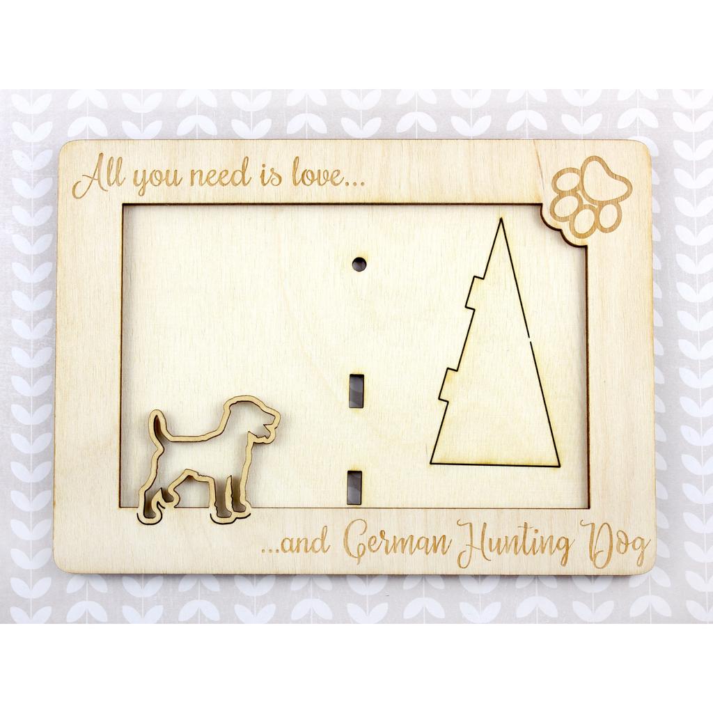 Deutscher Jagdterrier - Photo frame, engraved wooden frame, a lovely gadget for the dog lover by Art-Dog