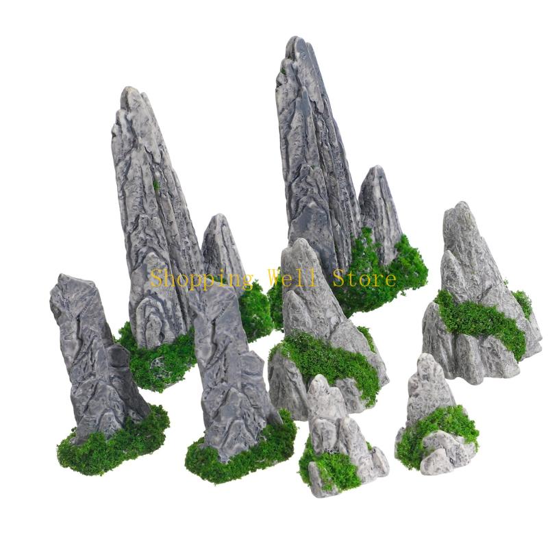 KX4B Organic Tiny Mountain Model Features Calm Area Decoration Set 8Pcs
