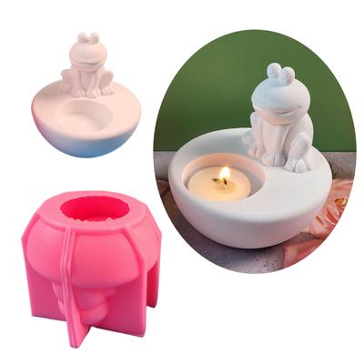 Animal Candlesticks Silicone Molds Frog Candle Holder Resins Molds DIY Gypsum Castings Mould for Table Decorations
