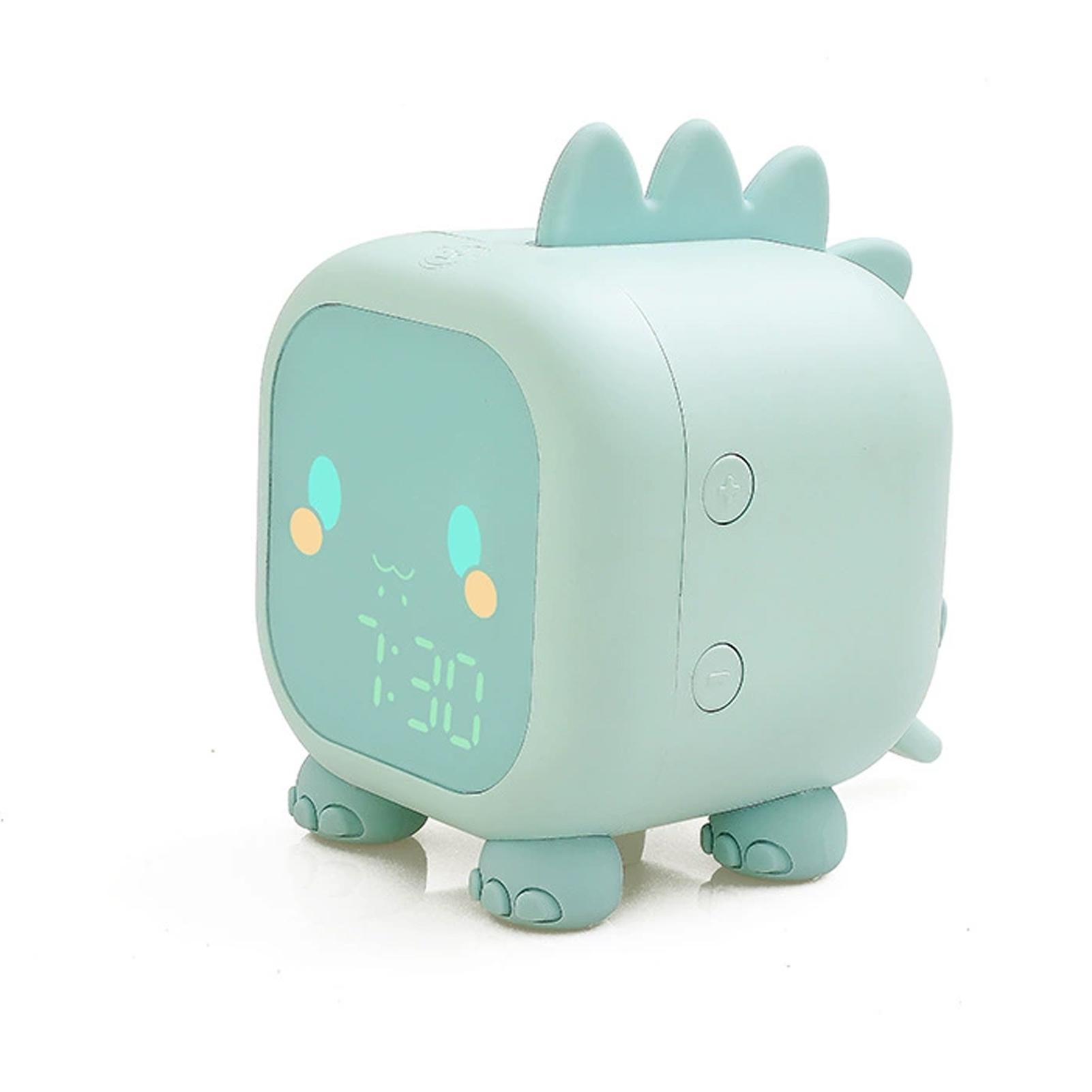 

Funny Cute Alarm Clock For Children Dinosaur Digital Alarm Clock Night Light Bedside Desktop Kids Sleep Trainier Wake Up Clock зелений
