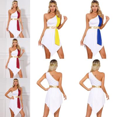 Womens Ancient Roman Toga Costume Greek Outfits Set Halloween Role Play Dress Up