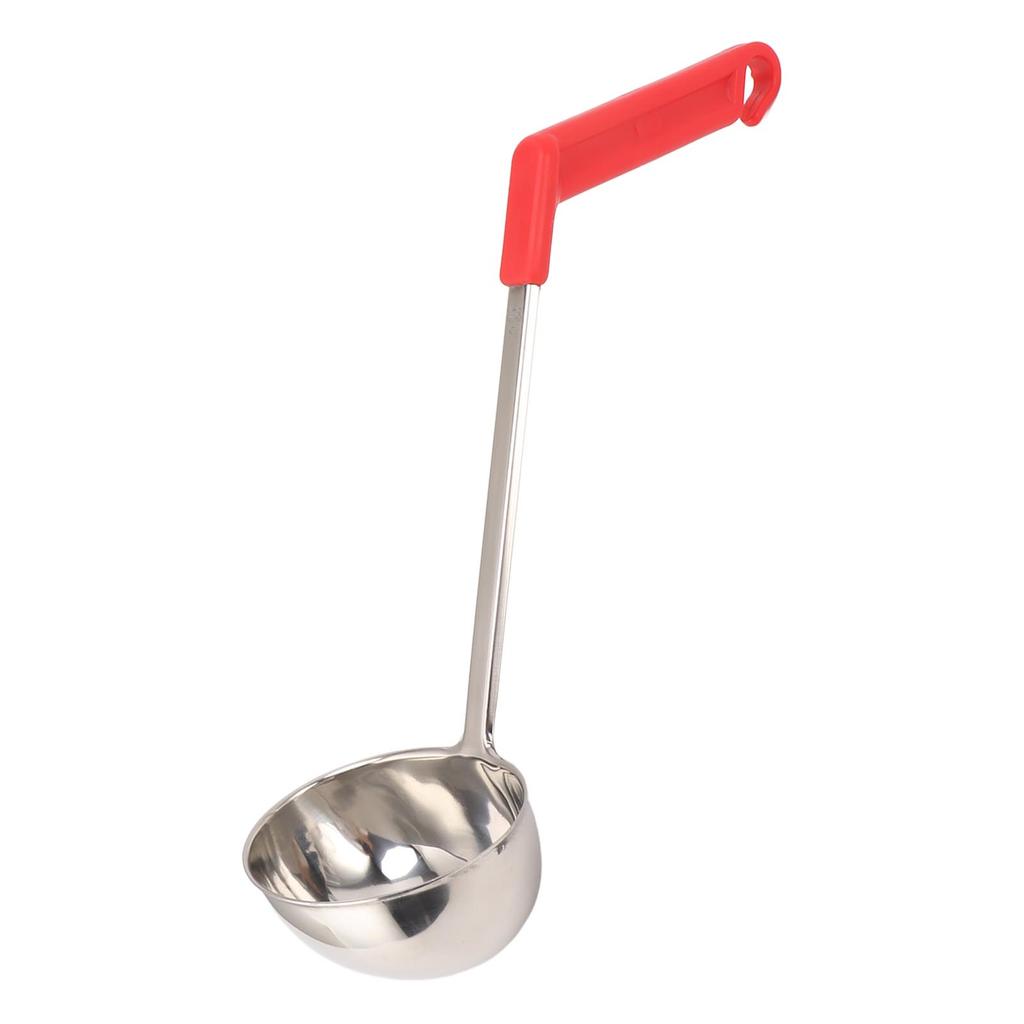 Suppeskje Rustfritt Stål Anti-skold Multifunksjonell Buet Håndtak Kjøkkenskje for Hjemmekoking