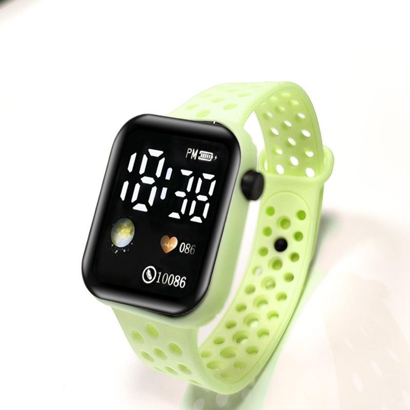 C1-3 Waterproof Student Sports Watch With Fashionable Rainbow Font Display