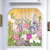 Forårsblomster Vinduesklistermærker Dobbeltsidede Akvarelblomster Glasdekaler Genanvendelig Statisk PVC Klistermærke til Hjemme Glasdør Vindue