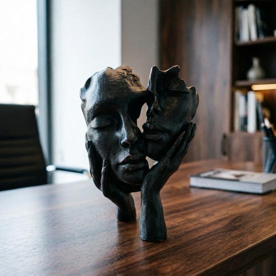 Estatua de Arte Facial para Mujer Figura Abstracta Pensadora Decoración de Mesa Escultura Facial Abstracta para Hogar Oficina Habitación Escritorio Soporte de TV Mesa de Café Decoración