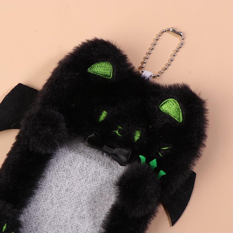 Cartoon Cute Black Cat Plush Card Holder Photocard Case Bag Keyring Pendant Idol Photo Protective Cover Student Card Holder Gift