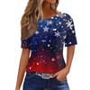 Women's Fashionable Casual Short Sleeve Christmas Print Round Neck Pullover Top
