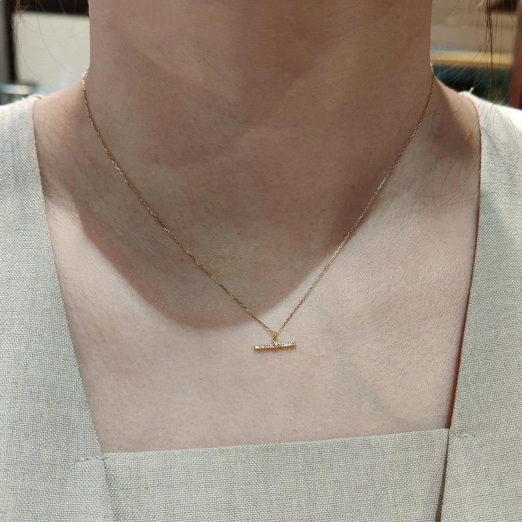 Scheming Style: S925 Sterling Silver 14K Gold-Plated Geometric Clavicle Necklace with Full Diamond Accent for Women