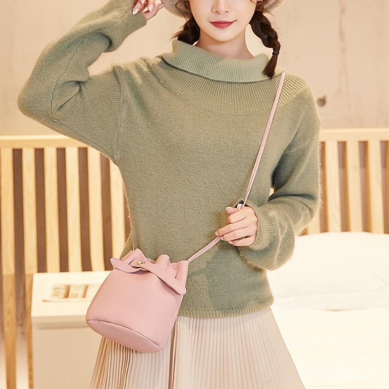 Tide Mini Bucket Women's Bag Fashion Casual Lychee Pattern Crossbody Shoulder Bag