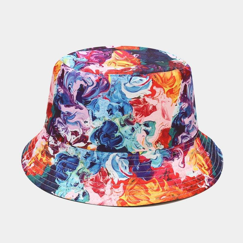 3D Printed Pattern Fisherman Hat Tie Dye Double-sided Basin Hat for Men Women Summer Outdoor Sun Protection Sunshade Hat