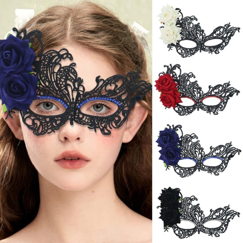 Damen Maskerade Maske mit Strasssteinen Ball Abschlussball Maske Venezianische Party Maske Halbgesichtsspitzenmaske Augenmaske Karnevalsmaske