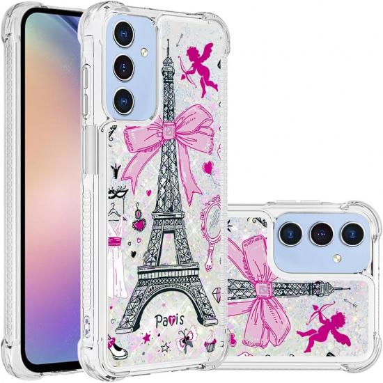 

OOPKINS for Samsung Galaxy A15 5G, Case Glitter Clear Bling Moving Sparkle Slim Thin Bumper Case for Women Girl Soft TPU Silicone Lens Protection