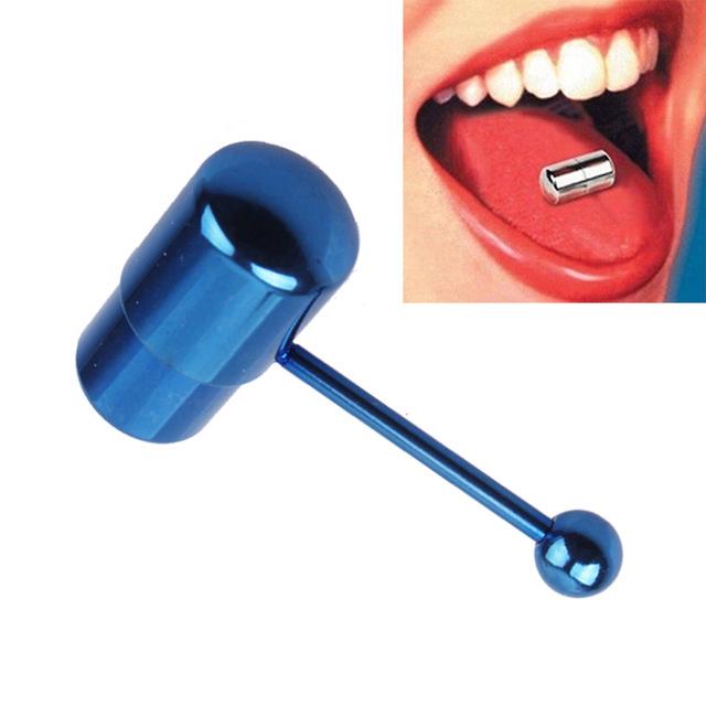 Vibrating Tongue Rings: Stylish Electroplated Stainless Steel Body Piercing Jewelry
