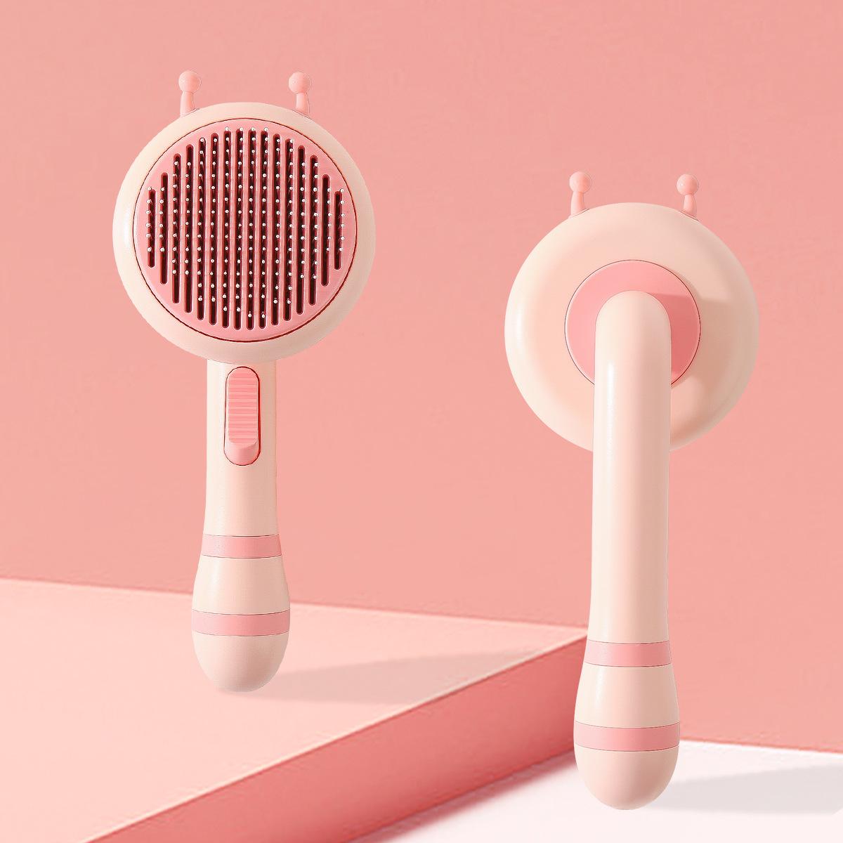 

Игла из нержавеющей стали, инструмент для чистки пчел в один клик, инструмент для ухода за собаками и кошками, плавающая массажная щетка для удаления волос, расческа для домашних животных розовый