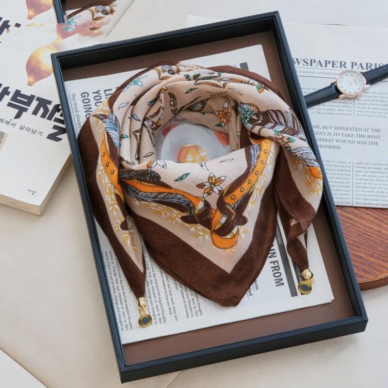Windproof new warm magnetic buckle silk scarf women's scarf cold-proof autumn and winter versatile neck protection scarf scarf square scarf