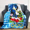 Sonic Hedgehog Pop Art Flannel Blanket Super Soft Warm Cozy Blanket for Sofa Bed Office Travel All‑Season Home Decor Gift