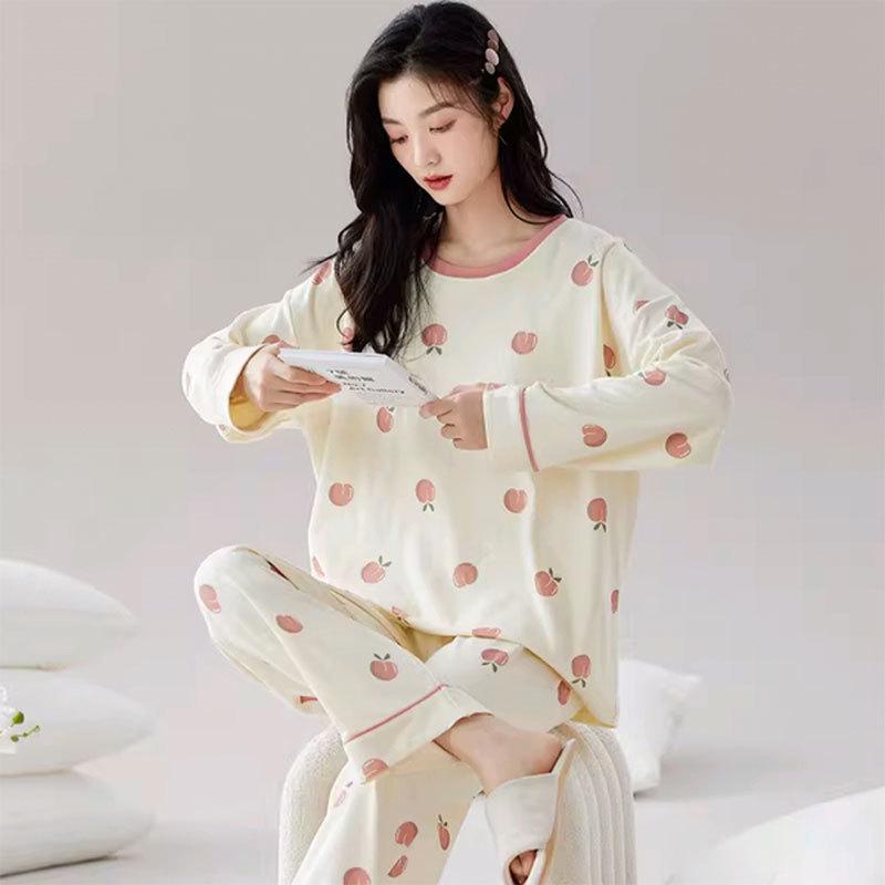 Women's Long Sleeve Cotton Pajama Set - Spring & Autumn Casual Wear