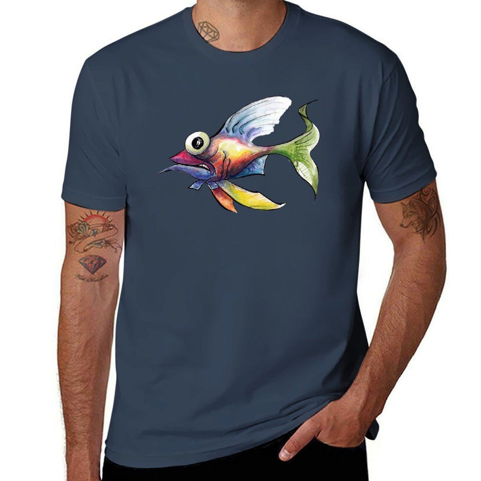Rainbow Fish 01 Tshirt Big Size Short Sleeve Casual Top S