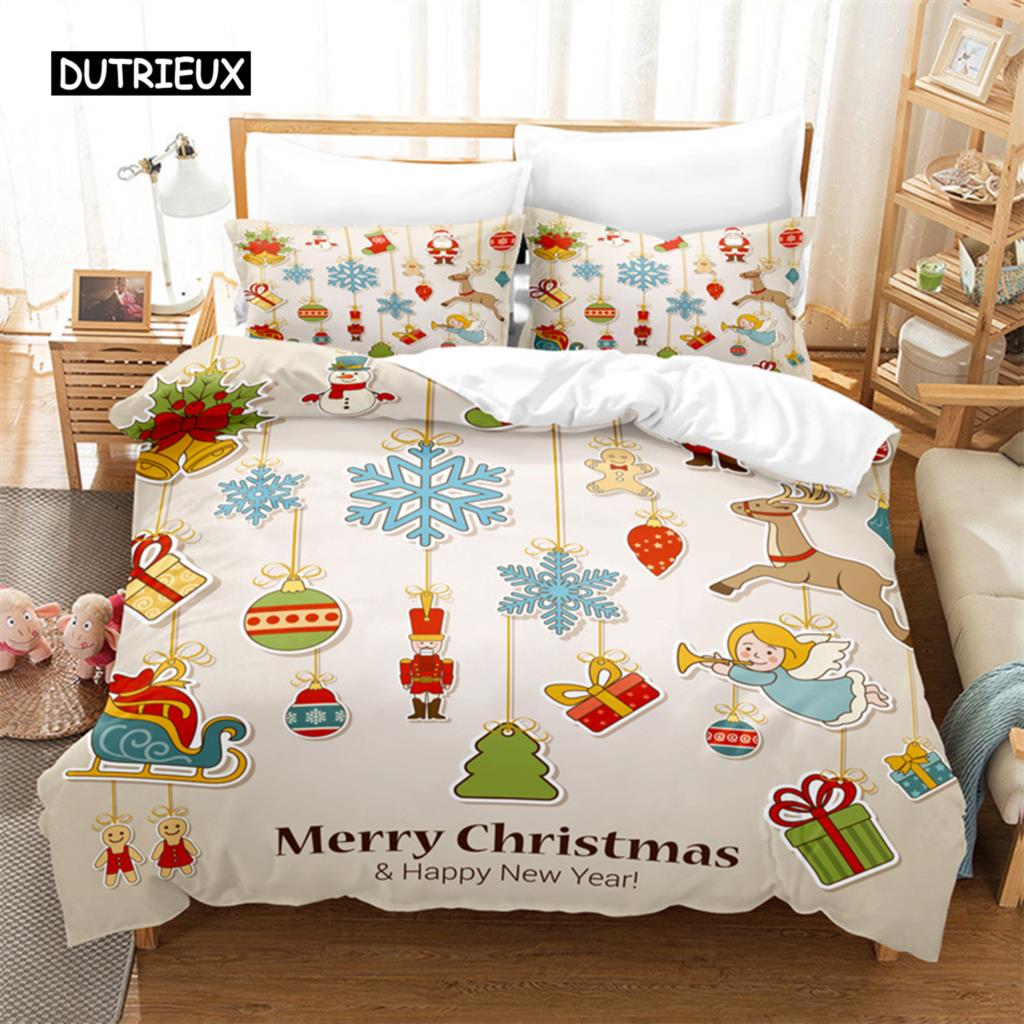 

Рождественский снеговик, елка, комплект постельного белья, пододеяльник, комплект постельного белья с 3D-печатью, комплект постельного белья размера «queen size», модный дизайн EU single(135x200cm)