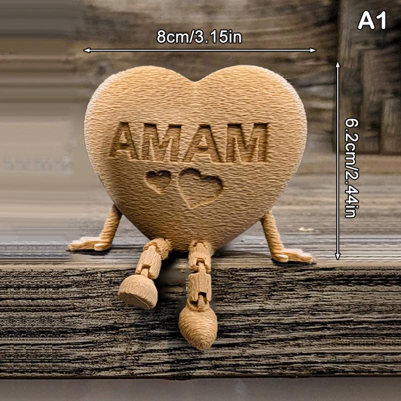 

Poseable Heart Mom Figurine With Movable Joints & Articulated Feet 3D Plastic Sculpture Mother Day/Birthday Gift Home Office De A1