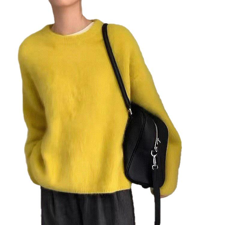 Luxurious Soft Rabbit Fur Sweater - Women's Loose Knit Pullover for Autumn & Winter