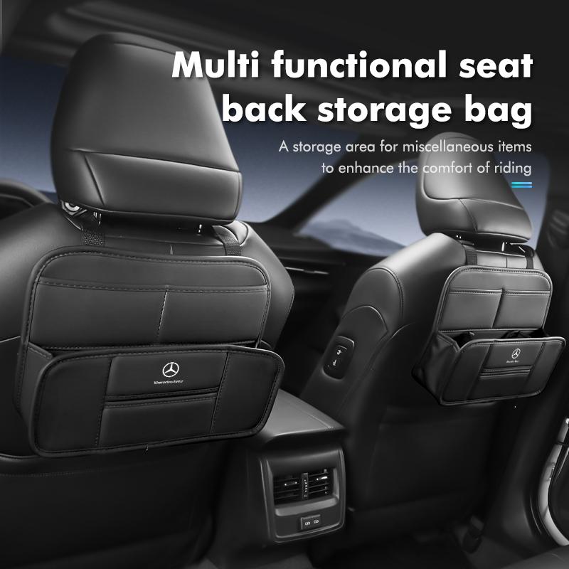Leather Car Headrest Storage Box Backseat Hook Organizer Holder For Mercedes Benz W211 W124 W176 W177 C180 C200 C260 C300 GLC