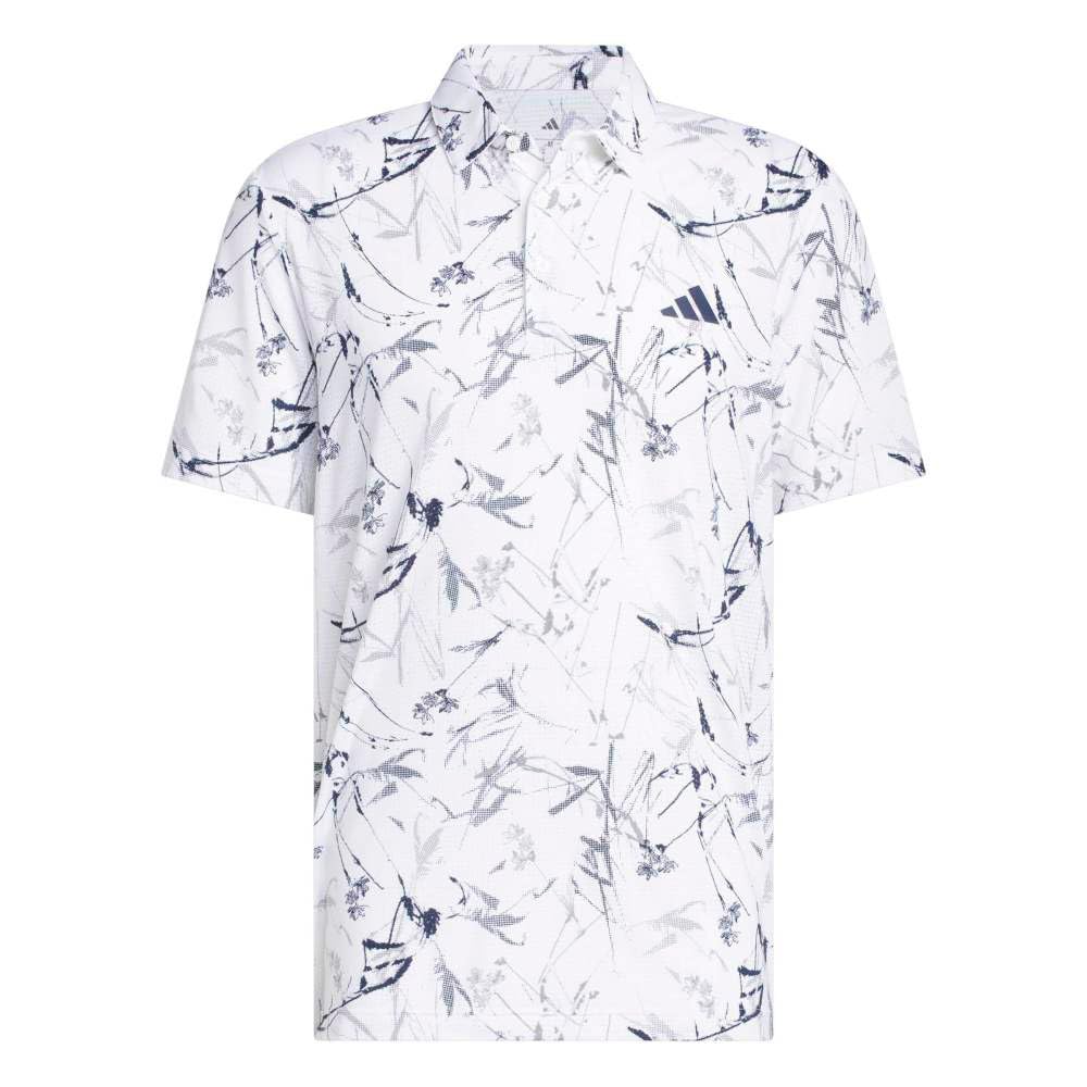 CLIMACOOL Mesh Leaf Print Short-Sleeve Shirt, White, J/L