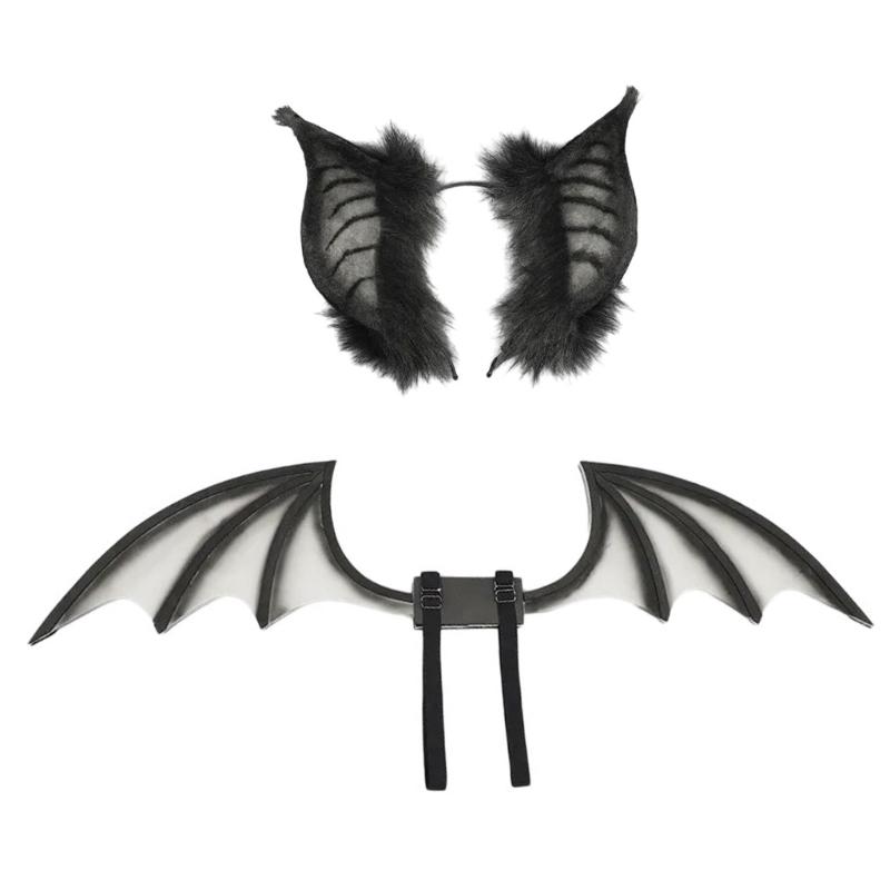 Bat Ears Headbands Teens Anime Cosplay Hairband Women Faux Furs Plush Hair Hoop for Cosplay and Themed Parties