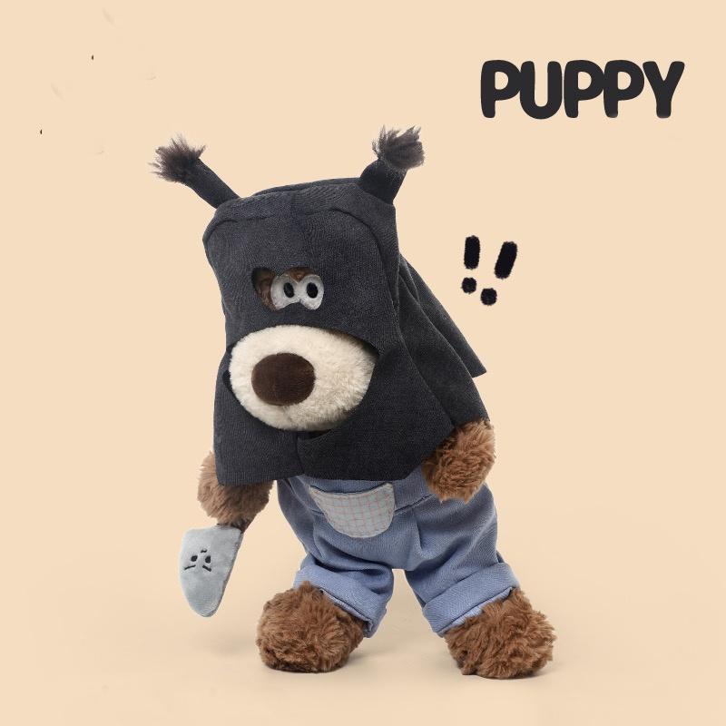 Dropshipping Robbing Dogplush Toy Stuffed Trick Capibara Black Masked Puppy Dog Plush Toys For Kids Birthday Gift For Boy