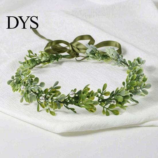 Green Leaf Hair Wreath Bridal Flower Crown Fairy Style Artificial Flowers Eucalyptus Forest Headband Chaplet Head for Weddings Beach Vacation