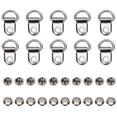 100 Sets Schnürsenkelhaken D-Ring Öse Schnalle Messing Schuh Leder Tasche DIY Nietwerkzeug Schwarz 9x14mm