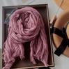 Solid Color Cotton Linen Scarf Retro Autumn Winter New Pleated Green Thin Strip Shawl Men'S Women'S Thermal Silk
