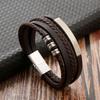 Men's Magnetic Buckle Multi-Layer Leather Bracelet: Simple Handmade European & American Fashion