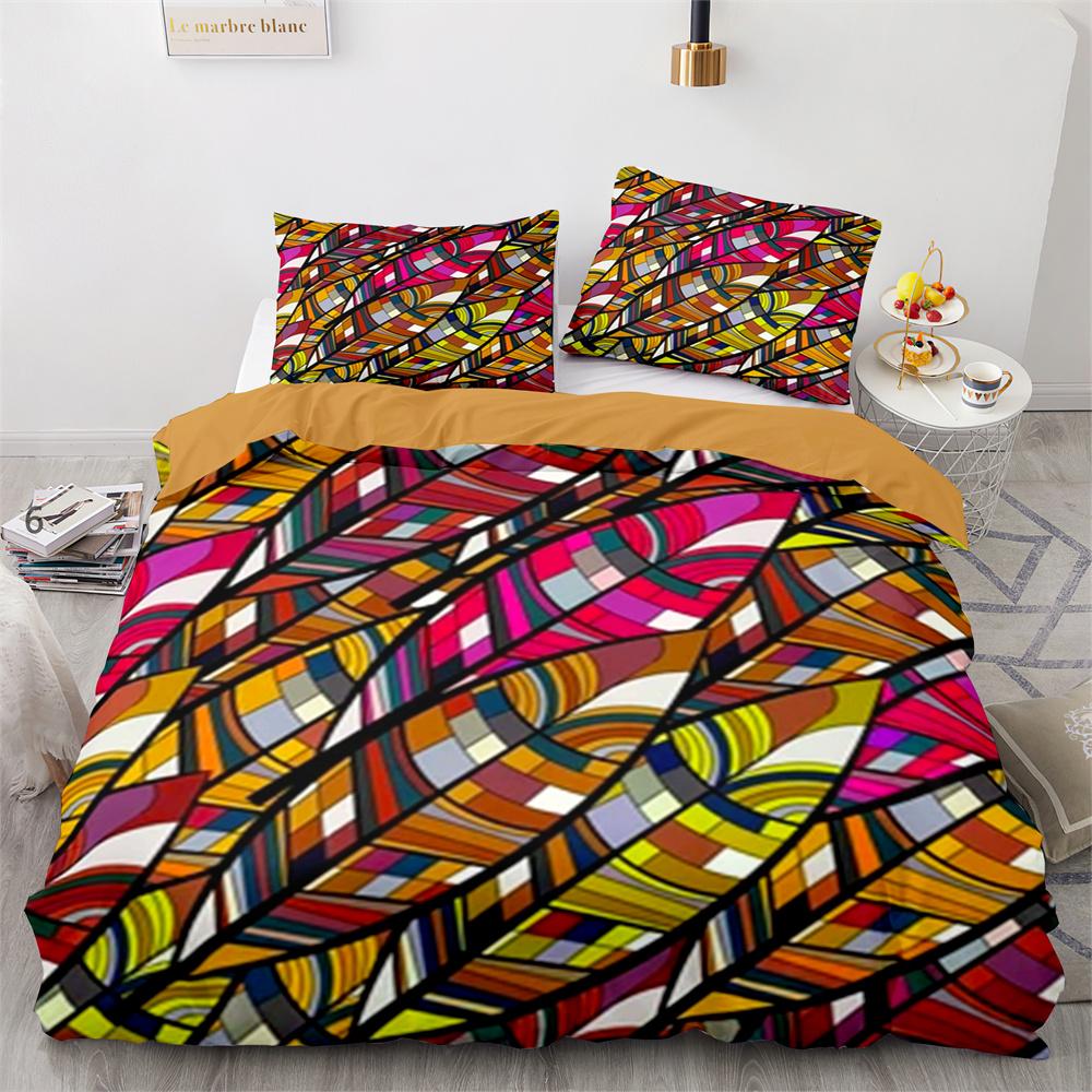 Tribal Duvet Cover Set Secret Tribe Pattern In Bohemian Style Decorative Polyester Bedding Set with Pillowcase King Queen Size