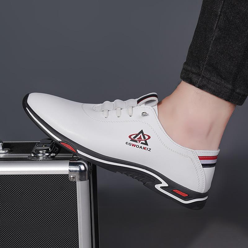 

Мужские кожаные туфли из натуральной кожи 2025 года, новые летние дышащие универсальные повседневные туфли для вождения с одной педалью, модные туфли из британской коровьей кожи 38 белый