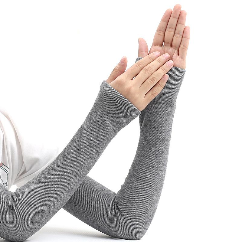 1Pair Winter Cycling Arm Sleeves Thickened Cold-proof Plush Women Men Winter Sleeves Thumb Hole Fingerless Thermal Arm Warmers
