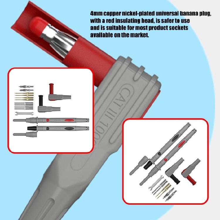 Industrial Multimeter Cable 20A 1000V Digital Multimeter Probe Test Leads Pen Tip with Rubber Coated Handle