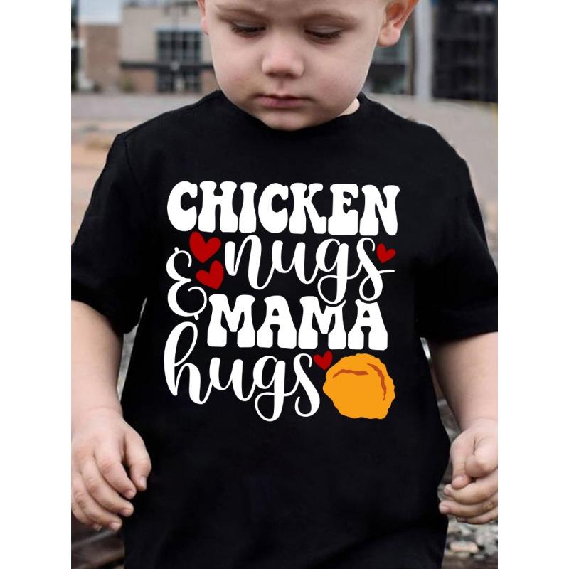 

European sizes Summer Boys Fashion Short Sleeve Fried Chicken Print Casual Outdoor Top 98cm чёрный