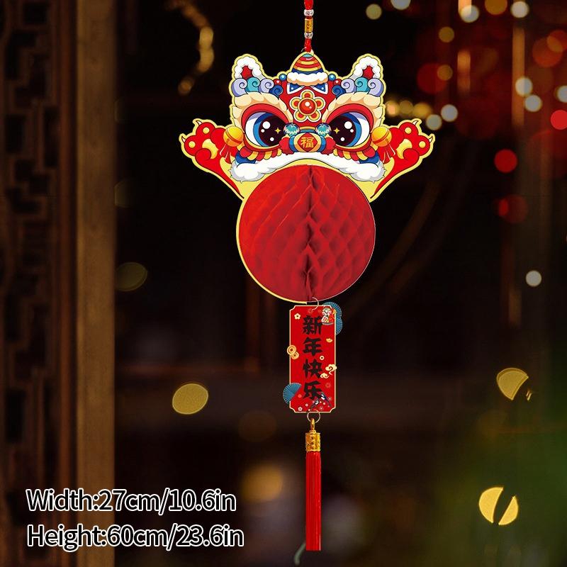 Chinese New Year Red Paper Lantern 2025 Paper Honeycomb LanternsChinese Spring Festival Ornament New Year Hanging Pendants
